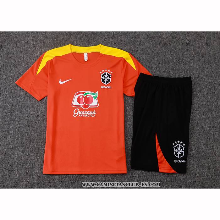 Chandal del Brasil 25-26 Manga Corta Naranja - Pantalon Corto